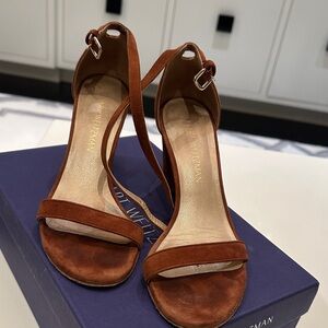 Stuart Weitzman brown and tan Suede Heels